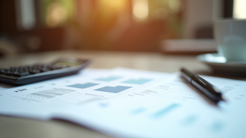 Documents de planification financière organisés avec calculatrice et stylo sur bureau professionnel