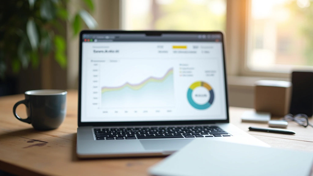 Vue d'écran d'ordinateur portable montrant des graphiques de dépenses et des statistiques financières en détail
