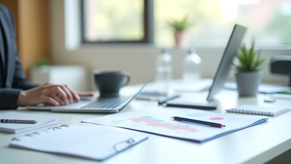 Espace de travail professionnel montrant planification financière et outils numériques modernes