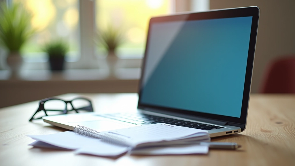 Livret d'épargne papier à côté d'un ordinateur portable montrant des comptes en ligne, sur une table lumineuse